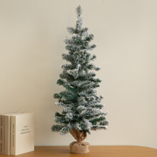 90cm Snowy Christmas Tree with Jute Bag Stand