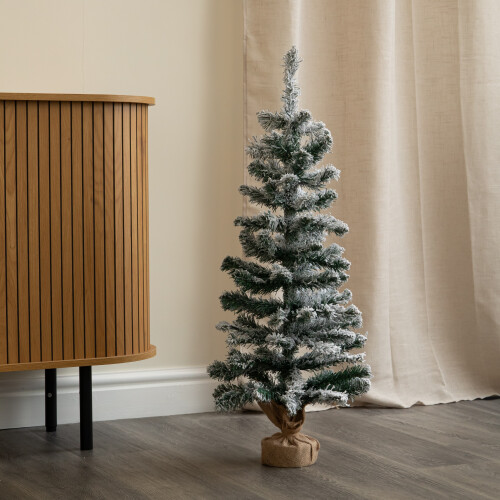 90cm Snowy Christmas Tree with Jute Bag Stand 2