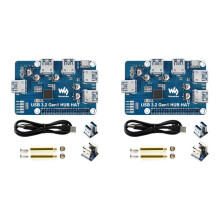 2X Waveshare USB 3.2 Gen1 HUB HAT voor Raspberry Pi 4B 3B+ 3B 2B Zero W WH, 4-Kanaals USB 3.0-Uitbreidingspoort, Plug-en-Spelen Zonder Stuurprogramma