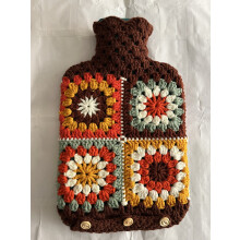 Crochet Rainbow Sunflower 2L Hot Water Bottle Cover