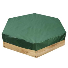 (Green, 230*200cm) Hexagonal Sandbox Cover Oxford Cloth UV Resistant Sun Protection Dustproof Waterproof Toy Protective Cover for Outdoor Garden Black