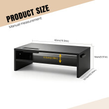 Monitor Stand Riser, 2-Tier Wooden Desk Riser with 20 kg Load Capacity, Tiered Storage and Cable Management, Monitor Shelf for Computer, Laptop