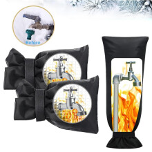 2 Pack Outdoor Faucet Cover for Winter 21x15cm Black Insulated Water Pipe Protector Antifreeze