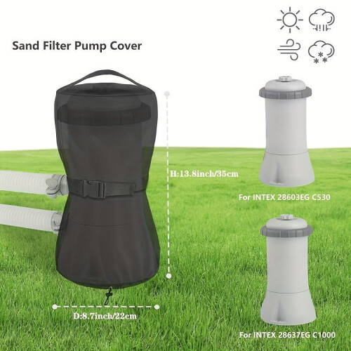 Filter Pump Cover Outdoor Pool Pump Protector Dustproof Waterproof Black 22x35cm 1 Pack 1