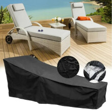 Outdoor Chaise Lounge Cover 210x75x40/80cm Black Waterproof Windproof Dustproof Patio Furniture Cover for Garden Yard