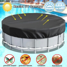 (Black, 6ft) Outdoor Round Pool Cover Dustproof Waterproof UV Resistant for Above Ground Pet Pool Multiple Sizes