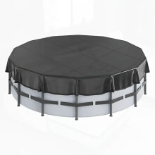 (Black, 10ft) Outdoor Round Pool Cover Dustproof Waterproof UV Resistant for Above Ground Pet Pool Multiple Sizes