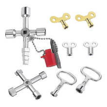 8 Piece Construction Machine Key Set, Universal Key Set, Square Wrench, Controllin Silver