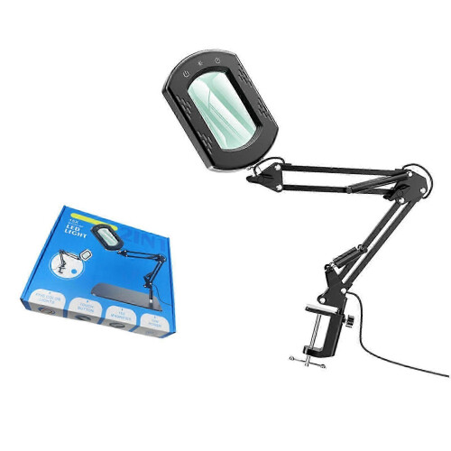 Foldable LED Magnifying Light Aluminum Clip 15X Lens Flexible Arm Study Desk Multicolor MultiStyle