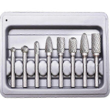 Rotary Burrs, Double Cut Burrs, 8 Pieces Double Cut Steel Solid Burrs Set 6mm Shank Tools Drill
