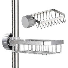 Porte-savon de douche - Porte-shampoing de douche, sans perçage, compatible avec les barres de 25 à 40 mm