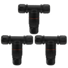 Lot de 3 connecteurs étanches IP68 pour câble électrique, connecteur en T à 3 voies pour câbles industriels, connecteur étanche central