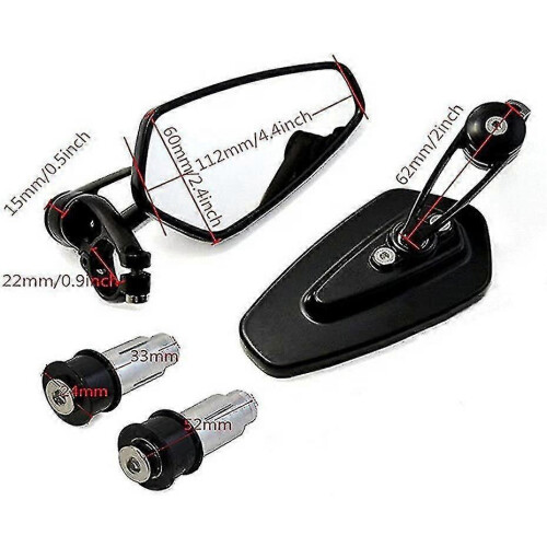 Black Motorcycle Handlebar Mirrors 7/8" 22mm Rear View Mirrors For Scooter 1