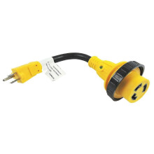 Adaptateur secteur Parkworld 691975 pour VR, prise mâle 15 A (5-15P) vers prise femelle à verrouillage par rotation 30 A (L5-30R), jaune