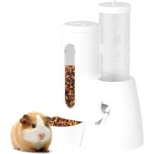 Bottiglia d'acqua e distributore di cibo 2 in 1 per criceti - Anti-perdita, progettata per piccoli animali domestici (125 ml) Bianca