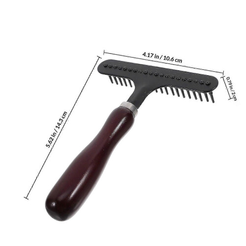 Pet Comb Wooden Handle Slicker Brush for Grooming Single Row Comb Dark Red 1