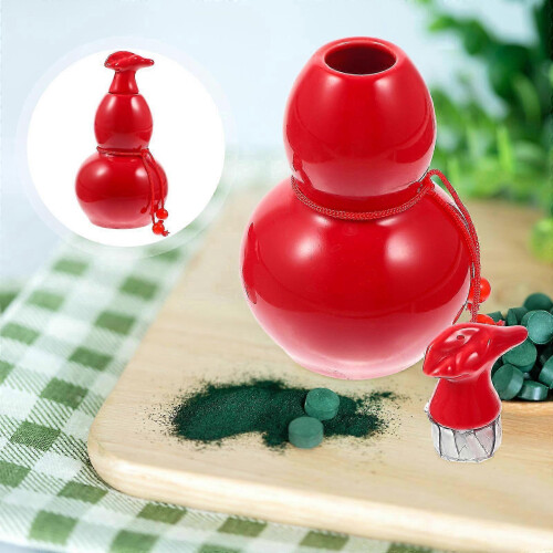 Ceramic Gourd Jar for Tea Storage Use Red Portable Canister 1