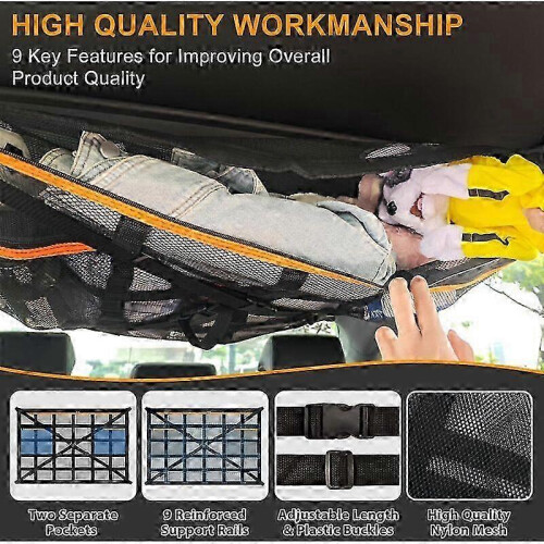 Dachgepäcknetz, 90 x 65 cm, Netz-Dachgepäcktasche, Dachgepäcknetz für SUVs und Vans 2