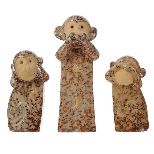 Monkey Figurine Trio for Stylish Home Office Embellishment Multi 1