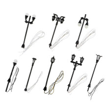 Black Streetlamp Model for Decor 8Pcs Mini Landscape Scene Decoration
