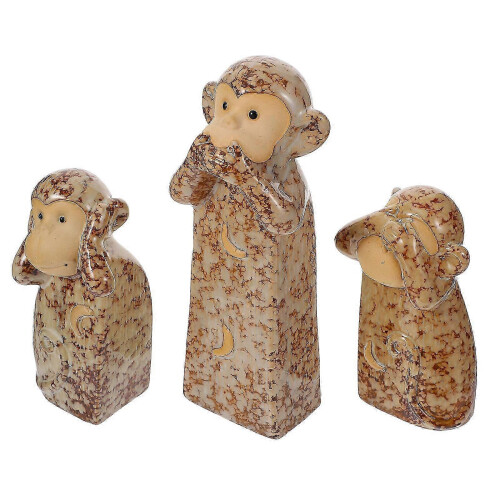 Monkey Figurine Trio for Stylish Home Office Embellishment Multi 2