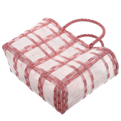 Multi Color Plastic Woven Tote Bag for Shopping Durable Design