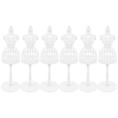 Doll Dress Rack Mini Mannequin Model for Display 6Pcs White Plastic