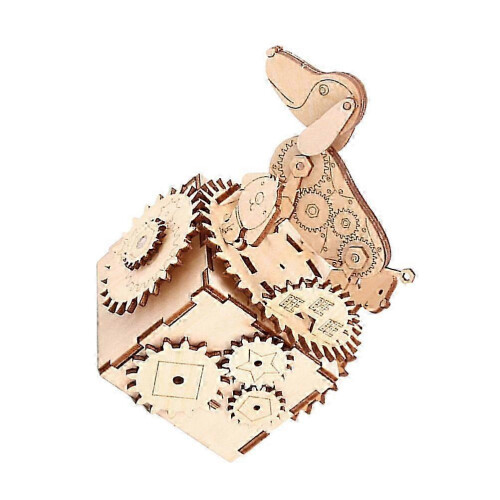 Wooden Musical Box for Decoration Dog Pattern 1Pcs Educational Assembly Toy