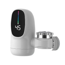 Robinet de cuisine instantané 3000 W avec chauffe-eau et eau froide, affichage de la température, blanc.