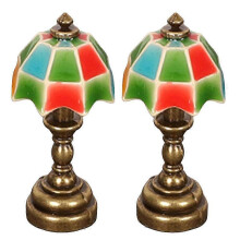Mini Table Lamp Retro Crafts Home Desktop Ornaments Miniature Doll House Scene Model B MultiStyle
