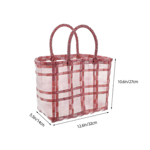 Multi Color Plastic Woven Tote Bag for Shopping Durable Design 1