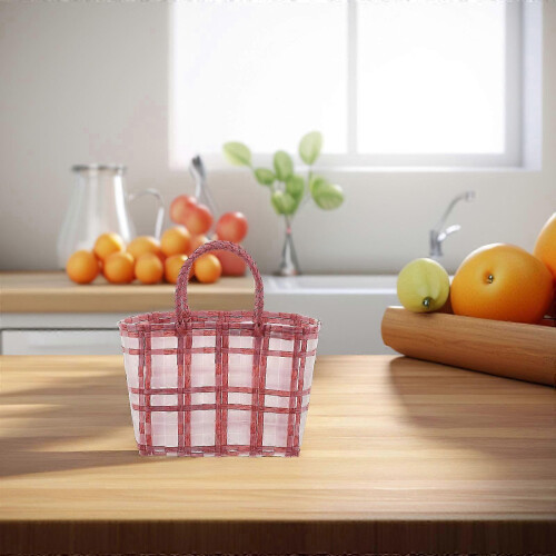 Multi Color Plastic Woven Tote Bag for Shopping Durable Design 2