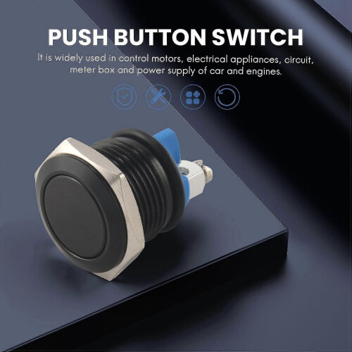 Horn Switch Horn Button Push Button Switch For Car 16mm 12v Black 1