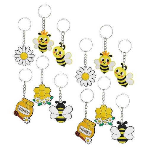 Keychain Bee Theme Decorative Accessory for Decoration 12Pcs