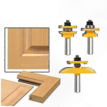 3-Piece 1/2 Inch Rail Blade Cutter Set for Cabinet Door Milling Power Tool Accessories yellow silver