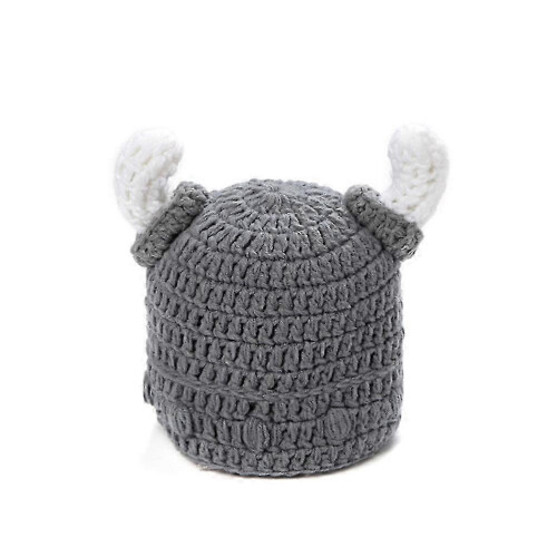 Kinder-Wintermütze, Stierhornmütze, handgestrickt für Babys