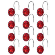 Crochets de rideau de douche de Noël en perles acryliques, 48 pièces, rouges