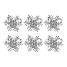 Ronds de serviette de Noël argentés à motif flocon de neige, lot de 6