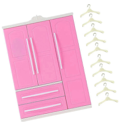 Doll Clothes Hangers Doll Wardrobe for Decoration 4Sets Rosy Mini Storage