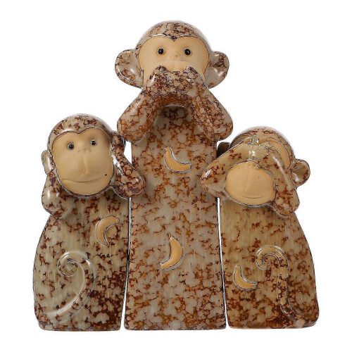 Monkey Figurine Trio for Stylish Home Office Embellishment Multi