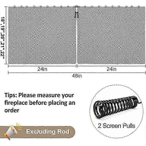 2 Pack Fireplace Screen(24x19in), Fireplace Screen Grate, Spark Guard Chain, Doors, Protect 1