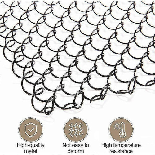 2 Pack Fireplace Screen(24x19in), Fireplace Screen Grate, Spark Guard Chain, Doors, Protect 2