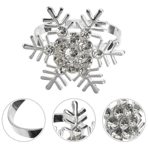 Christmas Napkin Ring Silver Snowflake Design for Party Use 6Pcs Set 1