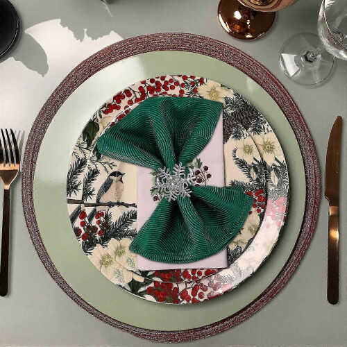 Christmas Napkin Ring Silver Snowflake Design for Party Use 6Pcs Set 2