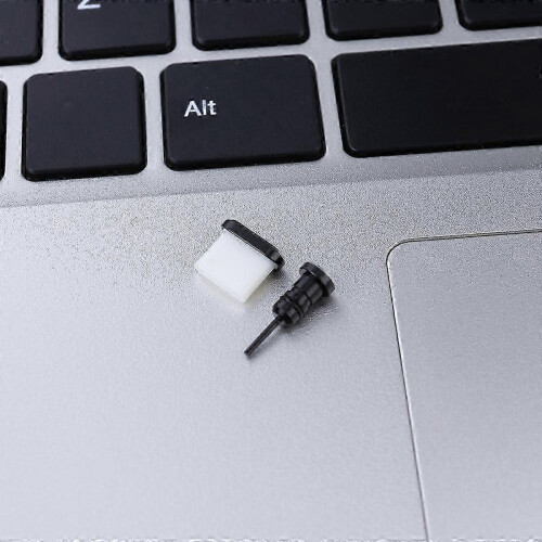 Black 2Pcs Anti Dust Plug Set for 3.5mm Earphone Jack and USB Type C 1