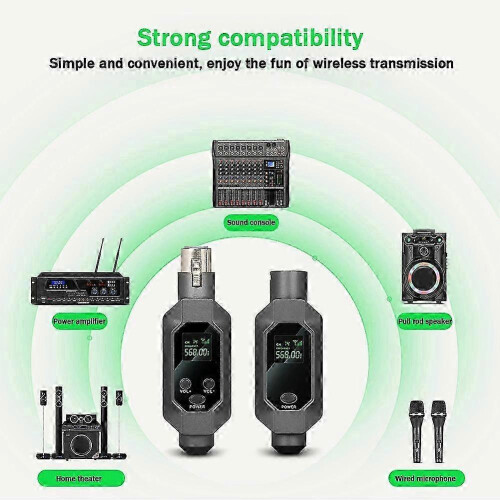 2.4G UHF Audio Transceiver Audio System Microphone System XLR Mic Converter Adapter Black & gray 1