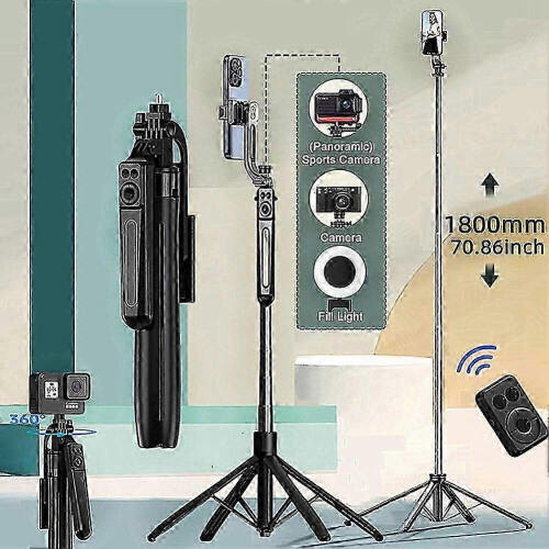 Camera Tripod Bluetooth Remote Control 360  Rotation for Video Recording and Live Streaming Black 1