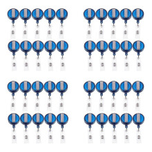 40 Reel Recoil ID Badge Lanyard Name Tag Key Card Holder Belt Clip Color:Blue Amount:40 Pcs
