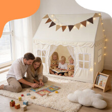Beige speeltent voor kinderen met verlichting, 130x125x95 cm