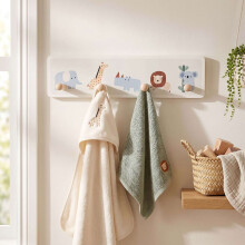 Kinderkapstok met 4 haken, MDF & grenenhout, 10x38 cm